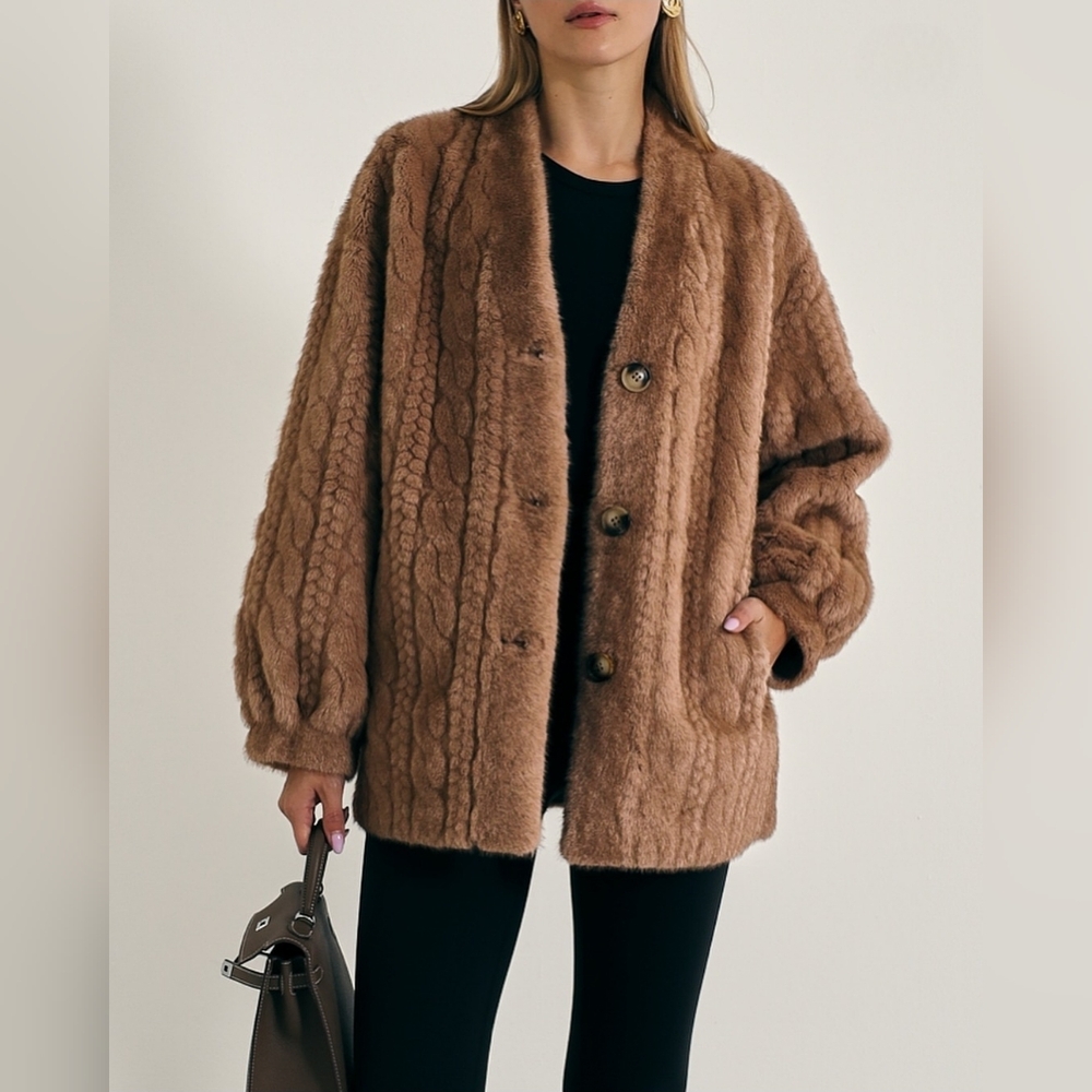 Vita Grace: Vail Chic Fur Cardigan Coat, Size Large, *VIRAL*